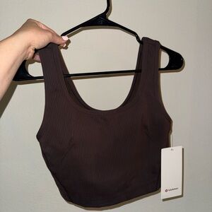 lululemon athletica Ribbed Scoop Sports Bra in Dark Brown